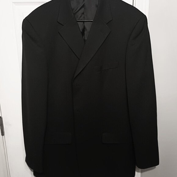 Linea Uomo Men Black 3 Metal Button Suit Jacket Only 44R - Picture 4 of 12